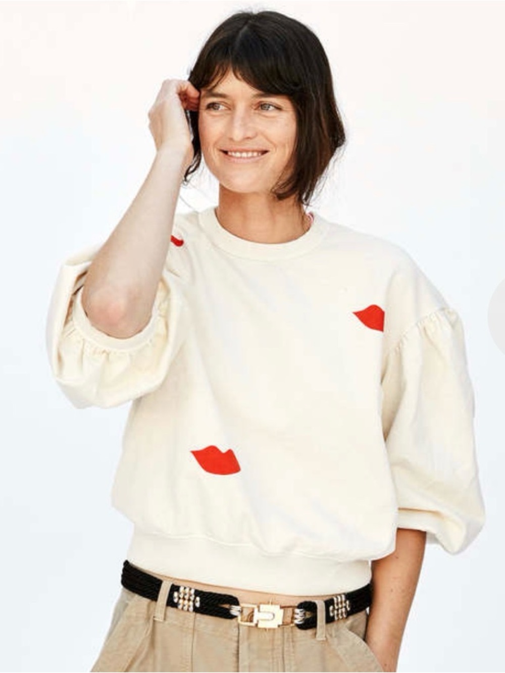 Clare V Cream Drop-Shoulder Sweatshirt